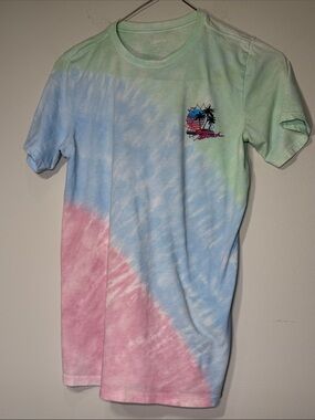 cabana Tie-Dye Short Sleeve Tee - Pastel Blue, Pink & Green. SKU BB100